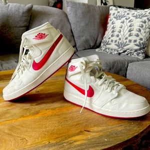 AJKO 1 Air Jordan Size 10 “Timeless Canvas” Colorway White/Red Canvas